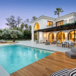 Luxury Marbella rental renovation outdoor terrace with pool and lounge